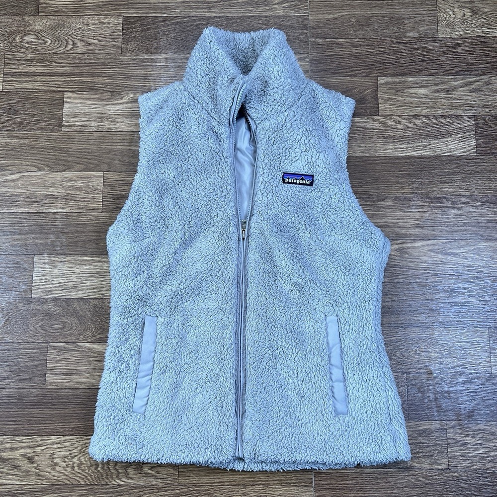 Patagonia Fleece Vest Womens Medium Gray Sherpa Zip Front Outdoor Hiking